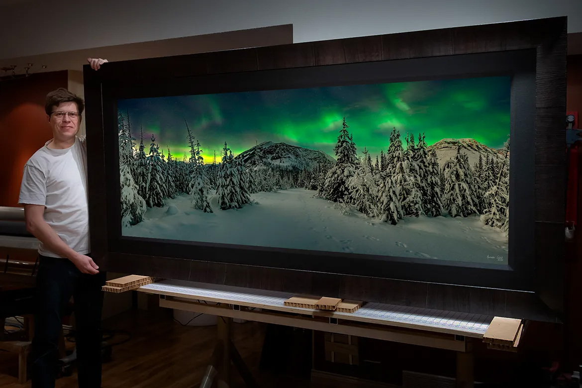 Framed aurora fine art photo print by Alex Gubski